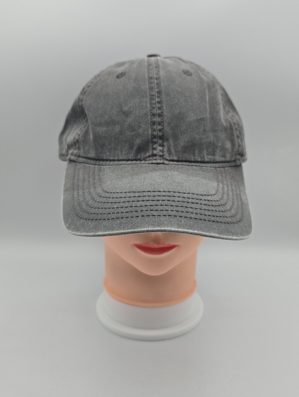 George Solid Gray Adjustable Leather Strapback Hat